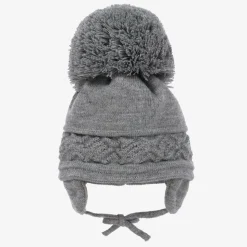 Grey Malva Knitted Giant Pom-Pom Beanie
