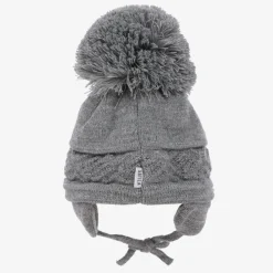 Grey Malva Knitted Giant Pom-Pom Beanie