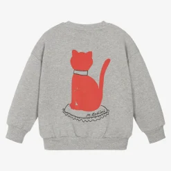 Grey Organic Cotton Cat Print Sweatshirt