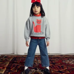 Grey Organic Cotton Cat Print Sweatshirt