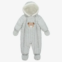 Grey Padded Baby Snowsuit