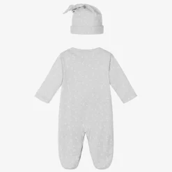 Grey Pima Cotton Crescent Moonlight Babygrow Set