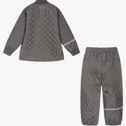Grey Quilted Jacket & Trouser Set