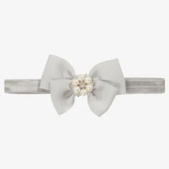Grey Ribbon Bow Headband