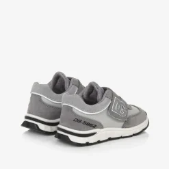 Grey Suede Leather & Mesh Baby Trainers