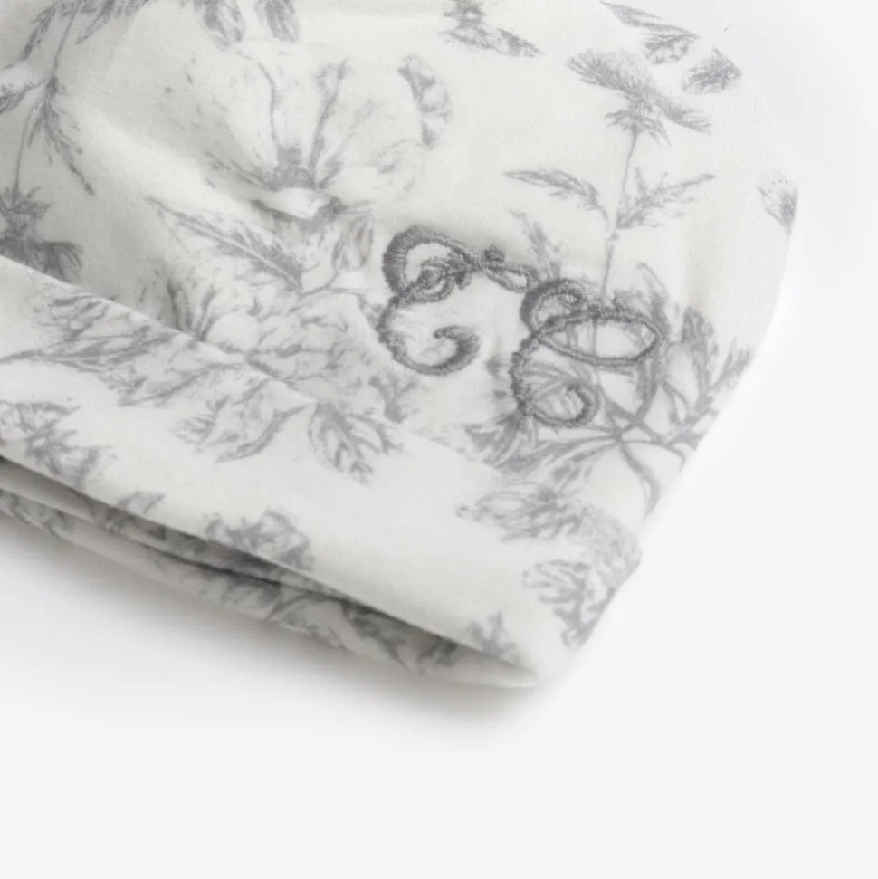 Grey Toile De Jouy Cotton Hat