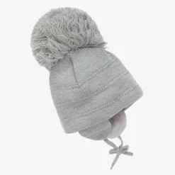 Grey Tuva Giant Pom-Pom Hat