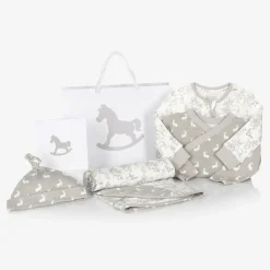 Grey Woodland Print Cotton Babysuit Set