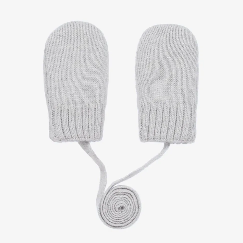 Grey Wool & Cashmere Baby Mittens