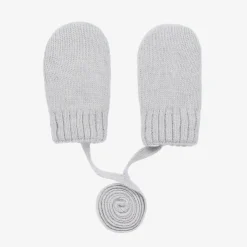 Grey Wool & Cashmere Baby Mittens