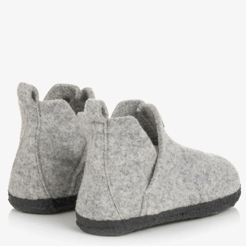 Grey Wool Felt Slippers