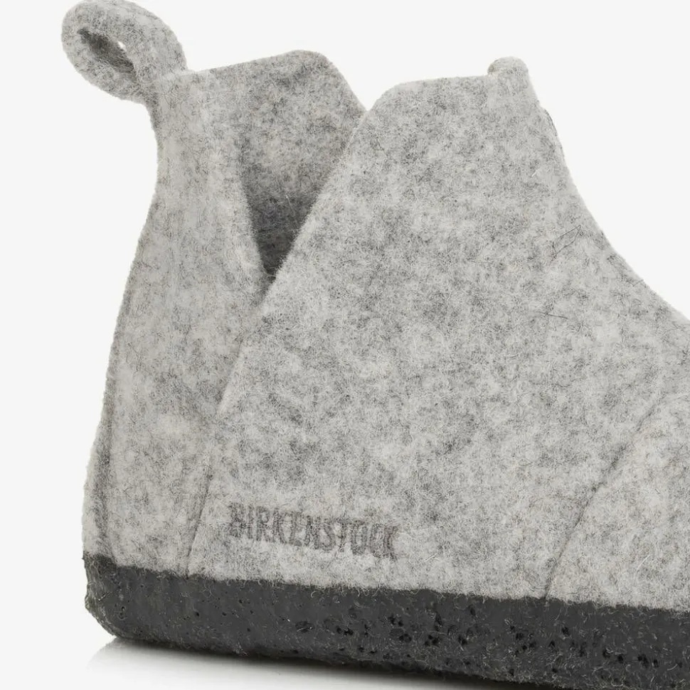 Grey Wool Felt Slippers