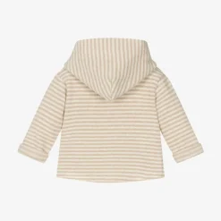 Ivory & Beige Stripe Cotton Baby Hoodie