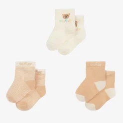 Ivory & Beige Teddy Bear Socks (3 Pack)