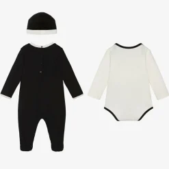Ivory & Black Cotton Babysuit Gift Set