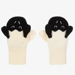 Ivory & Black Knitted Sheep Mittens