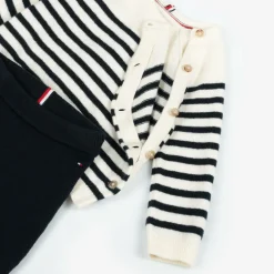 Ivory & Blue Cotton Baby Leggings Set