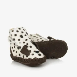Ivory & Brown Leather Dalmation Pre-Walkers