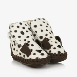 Ivory & Brown Leather Dalmation Pre-Walkers