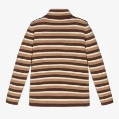 Ivory & Brown Stripe Wool Top