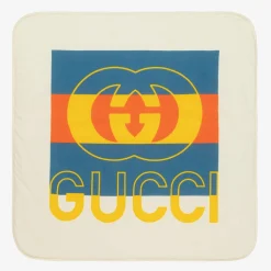 Ivory & Blue Cotton Interlocking G Blanket (80cm)