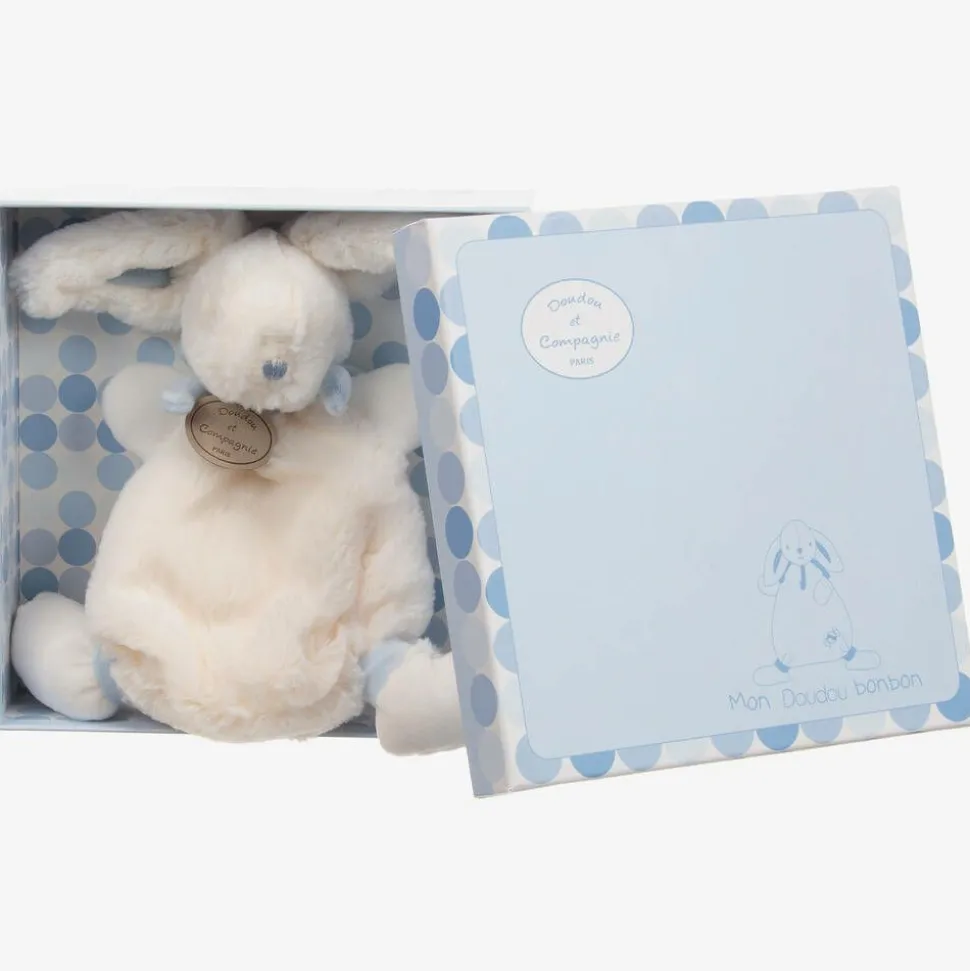 Ivory & Blue Plush Bunny Doudou (26cm)