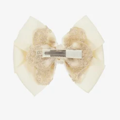 Ivory & Gold Bow Clip (11cm)