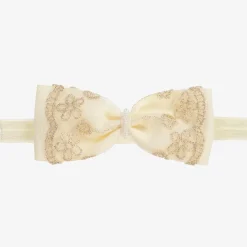 Ivory & Gold Lace Bow Headband