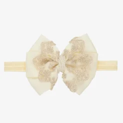 Ivory & Gold Large Bow Headband