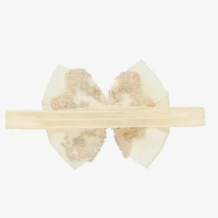 Ivory & Gold Large Bow Headband