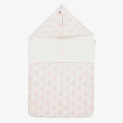 Ivory & Pink Cotton Monogram Baby Nest (73cm)