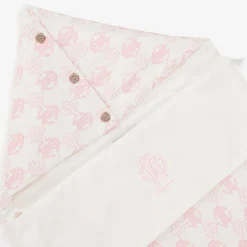 Ivory & Pink Cotton Monogram Baby Nest (73cm)
