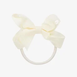 Ivory Bow Hair Elastic (7cm)