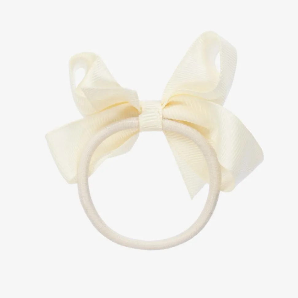 Ivory Bow Hair Elastic (7cm)