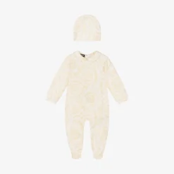Ivory Cotton Babysuit & Hat Set