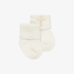Ivory Cotton Christening Baby Socks