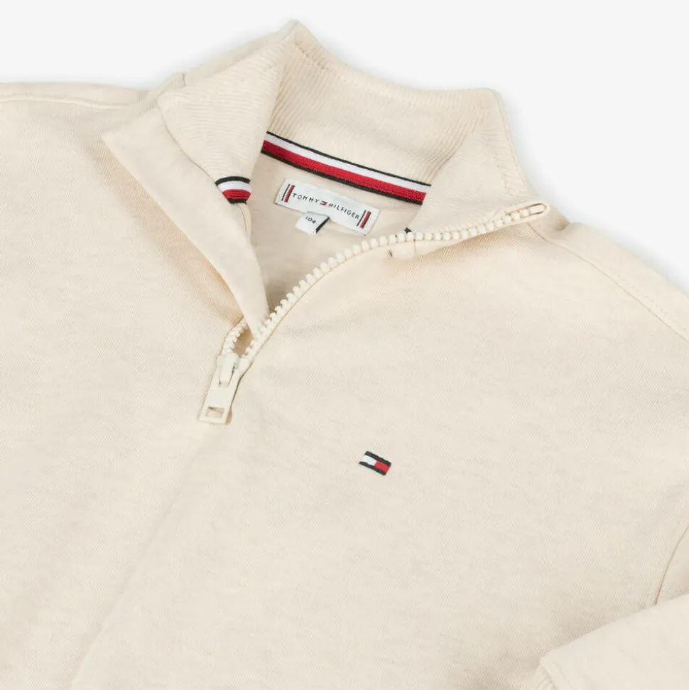 Ivory Cotton Half Zip Sweatshirt