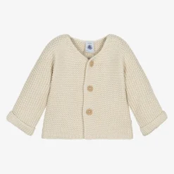 Ivory Cotton Knit Baby Cardigan