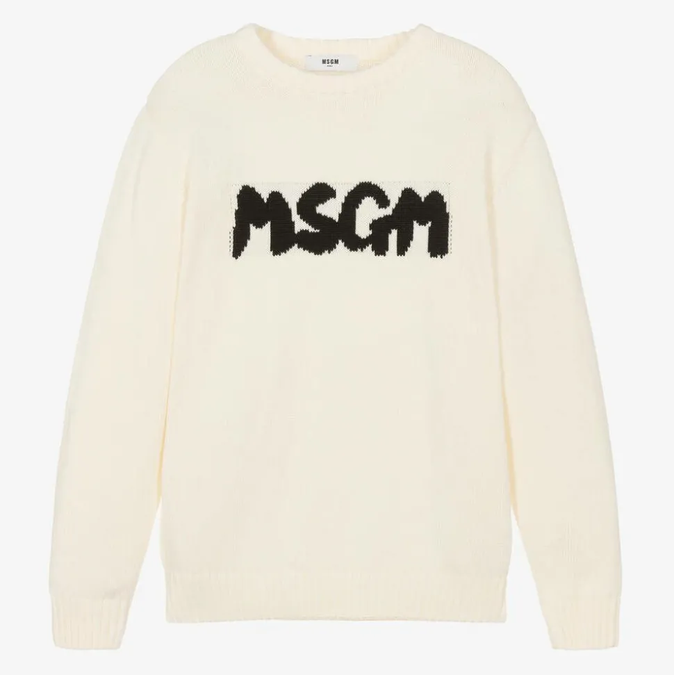 Ivory Cotton Knit Sweater