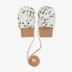 Ivory Dalmation Print Baby Mittens