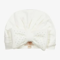 Ivory Diamanté Bow Turban