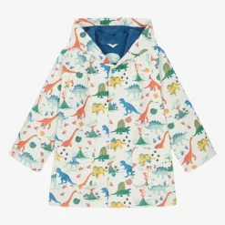Ivory Dinosaur Print Raincoat