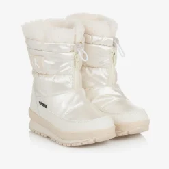 Ivory Faux Leather Snow Boots