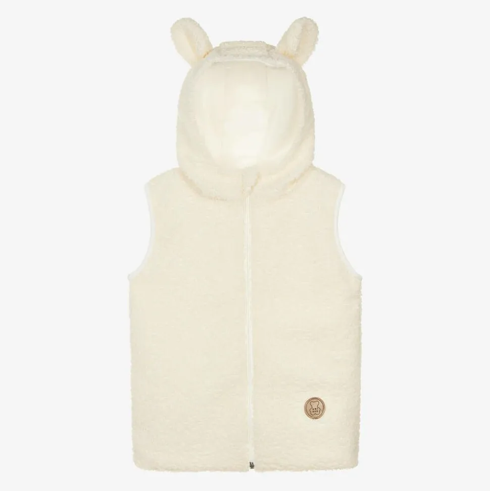 Ivory Hooded Bouclé Fleece Gilet