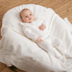 Ivory Knitted Baby Shawl (136cm)