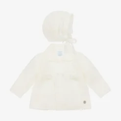 Ivory Knitted Pram Coat & Hat Set