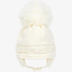 Ivory Malva Knitted Giant Pom-Pom Beanie