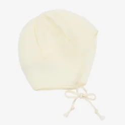 Ivory Merino Wool Fleece Baby Bonnet