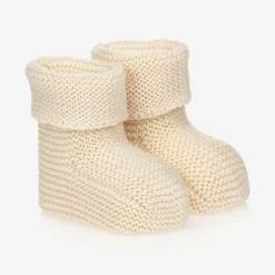 Ivory Organic Cotton Knit Booties