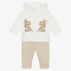 Ivory Padded Baby Pram Coat & Trouser Set